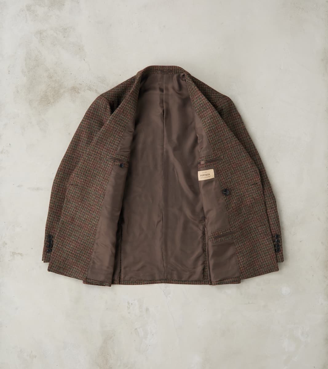Corrado Double Breasted Jacket - Earth Shetland Houndstooth Check