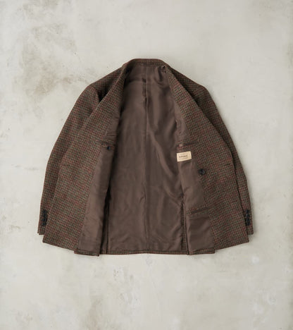 Corrado Double Breasted Jacket - Earth Shetland Houndstooth Check