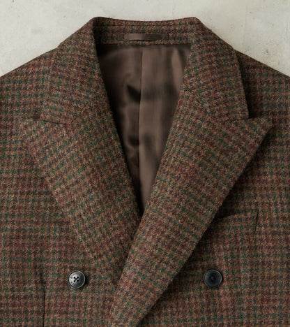 Corrado Double Breasted Jacket - Earth Shetland Houndstooth Check