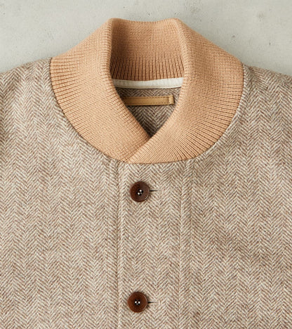 Cruiser Bomber Jacket - Beige Wool Herringbone Twill