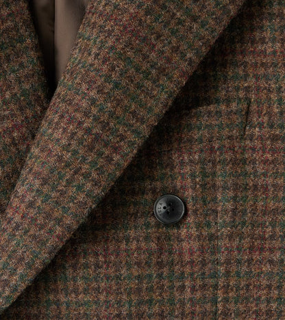 Corrado Double Breasted Jacket - Earth Shetland Houndstooth Check