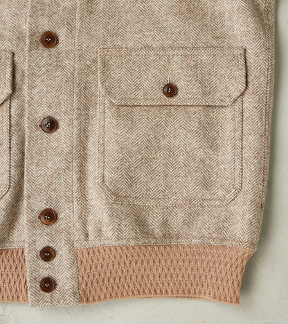 Cruiser Bomber Jacket - Beige Wool Herringbone Twill