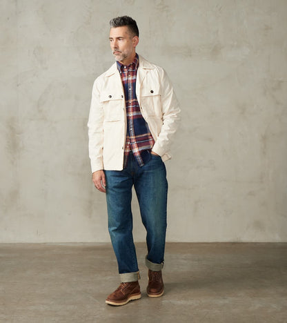 Solomon Military Overshirt - Milk Satin Twill