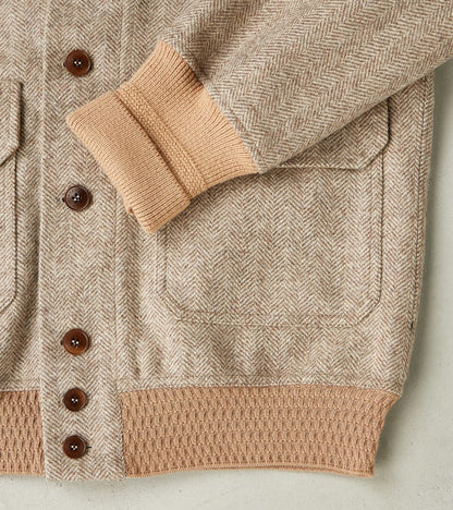 Cruiser Bomber Jacket - Beige Wool Herringbone Twill