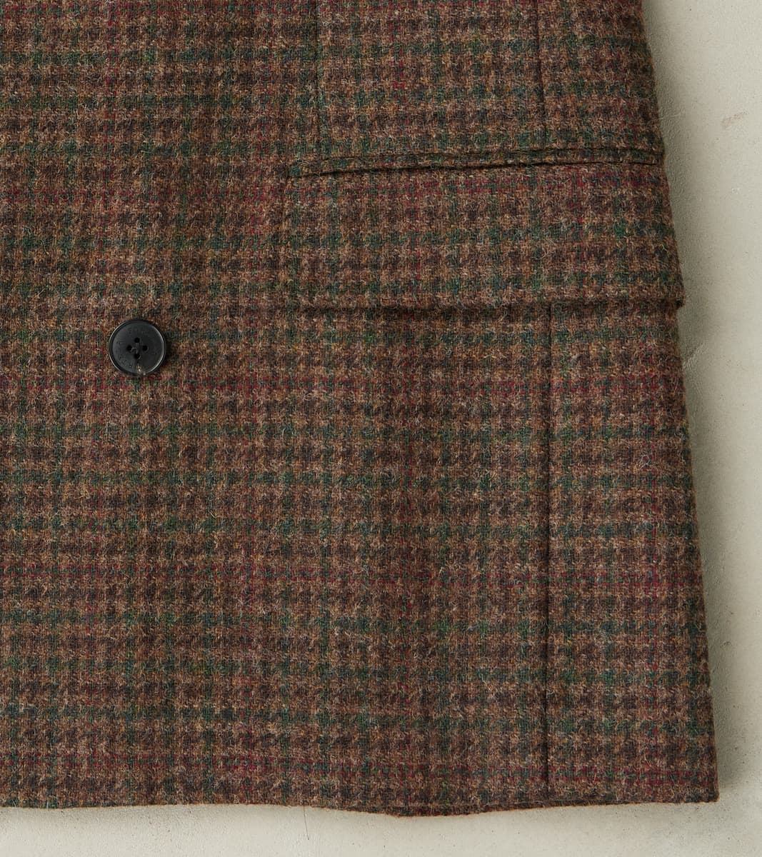 Corrado Double Breasted Jacket - Earth Shetland Houndstooth Check