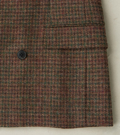 Corrado Double Breasted Jacket - Earth Shetland Houndstooth Check