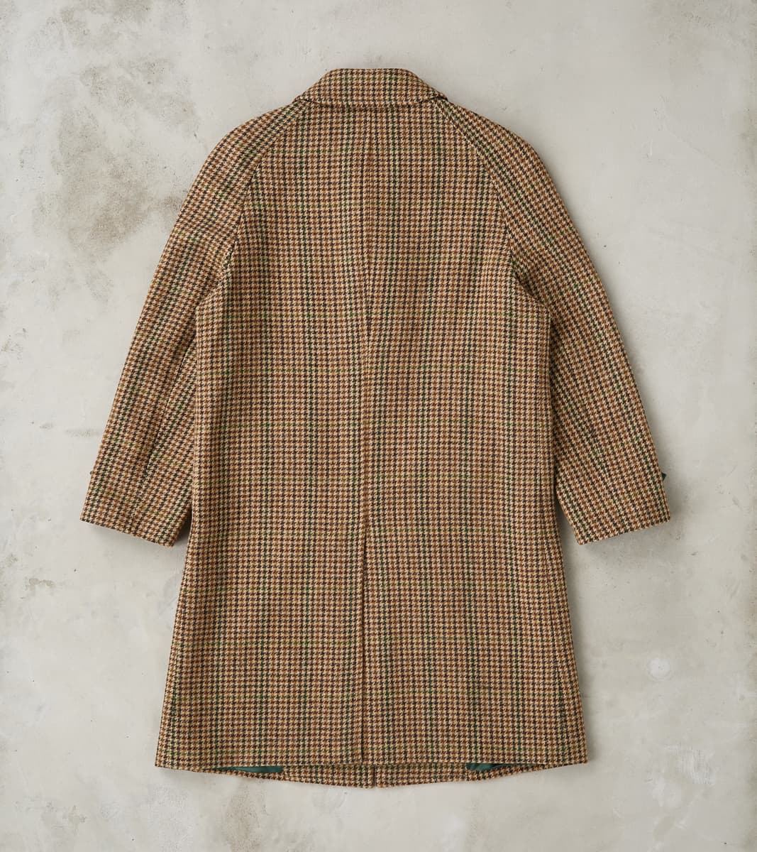 Amedeo Balmacaan Coat - Camel Shetland Houndstooth Check