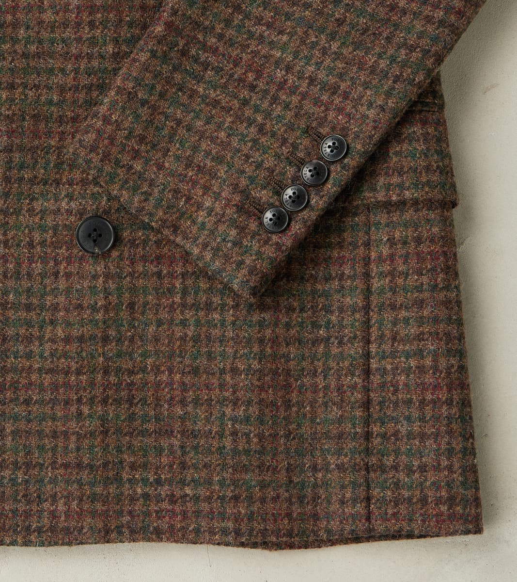 Corrado Double Breasted Jacket - Earth Shetland Houndstooth Check