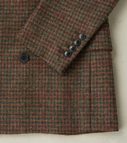 Corrado Double Breasted Jacket - Earth Shetland Houndstooth Check