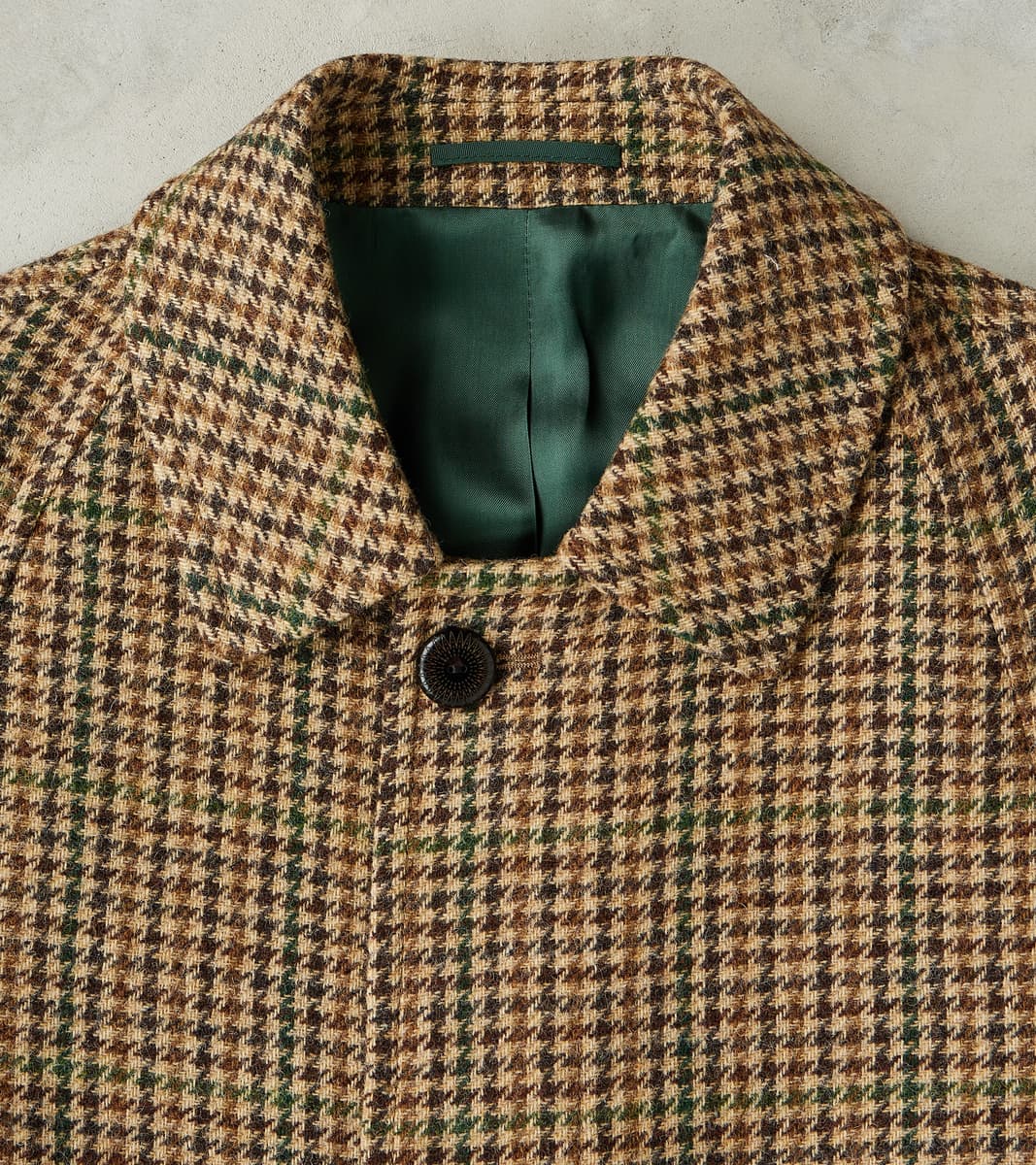 【MISTERGENTLEMAN】新品 CHECK BALMACAAN COAT Fortela Amedeo Balmacaan Coat - Camel Shetland Houndstooth Check