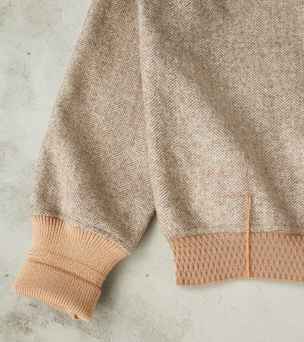 Cruiser Bomber Jacket - Beige Wool Herringbone Twill