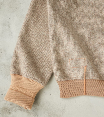 Cruiser Bomber Jacket - Beige Wool Herringbone Twill