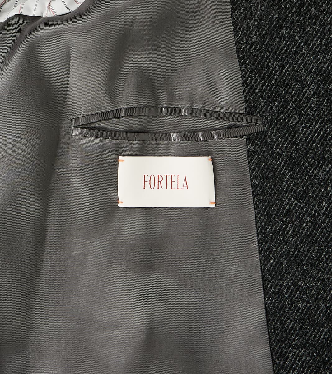 FxDR Amedeo Balmacaan Coat - Fox Brothers® Wool Twill Tweed - Granite Slate