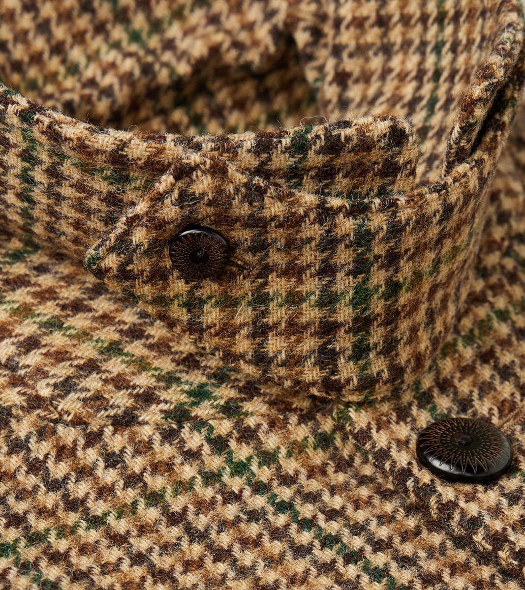 Fortela Amedeo Balmacaan Coat - Camel Shetland Houndstooth Check