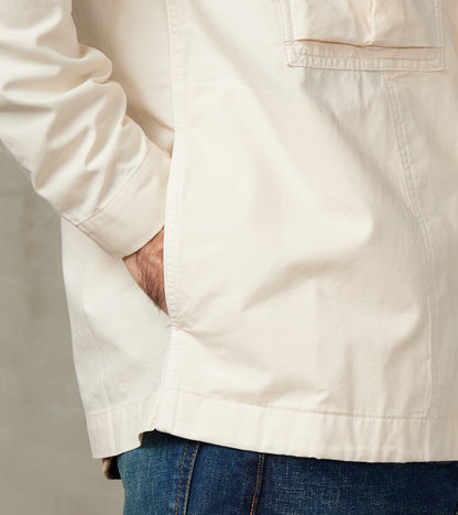 Solomon Military Overshirt - Milk Satin Twill