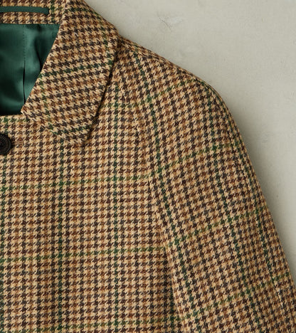 Amedeo Balmacaan Coat - Camel Shetland Houndstooth Check