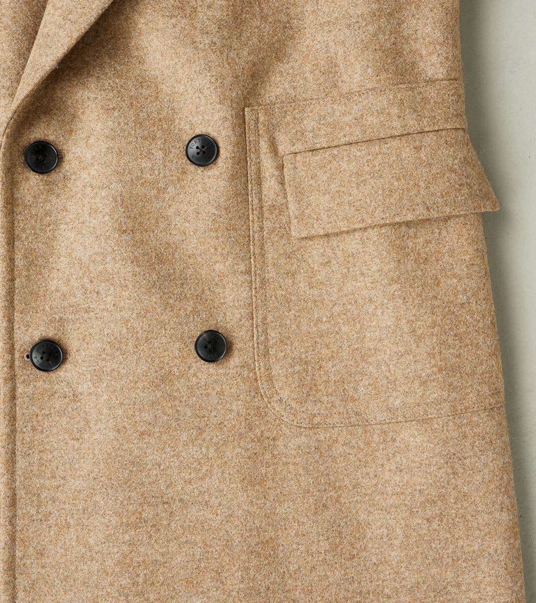 Bogart Coat - Beige Wool Melton Twill