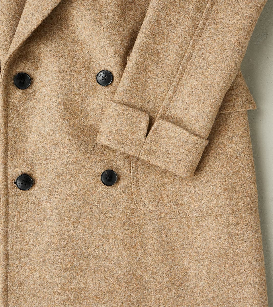 Fortela Bogart Coat - Beige Wool Melton Twill – Division Road, Inc.