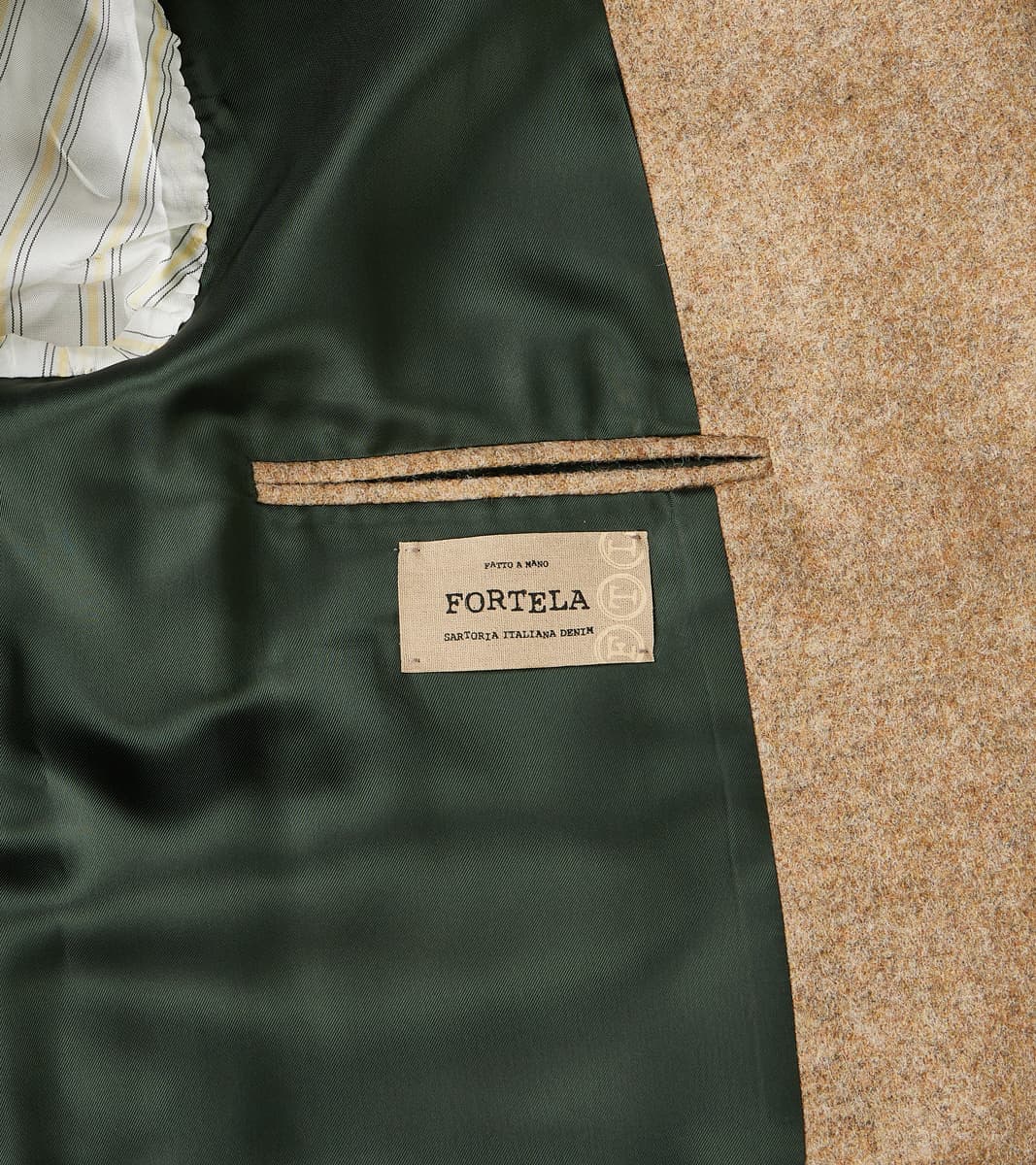 Bogart Coat - Beige Wool Melton Twill