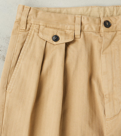 Seattle Pleated Trouser - Camel Herringbone Twill