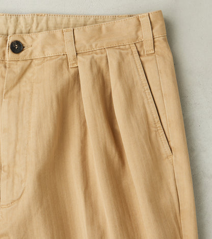 Seattle Pleated Trouser - Camel Herringbone Twill