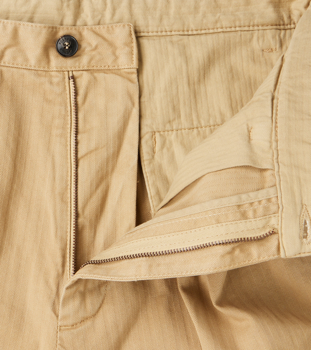 Seattle Pleated Trouser - Camel Herringbone Twill