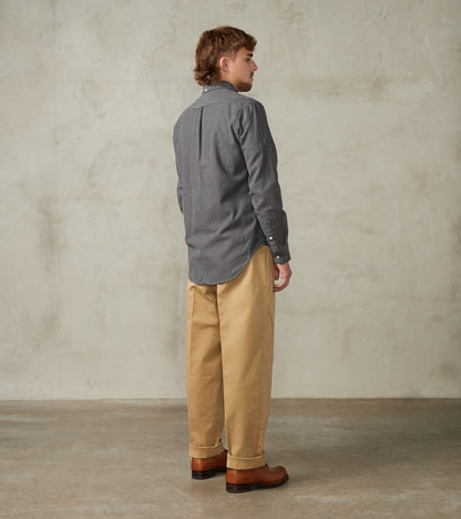 Seattle Pleated Trouser - Camel Herringbone Twill