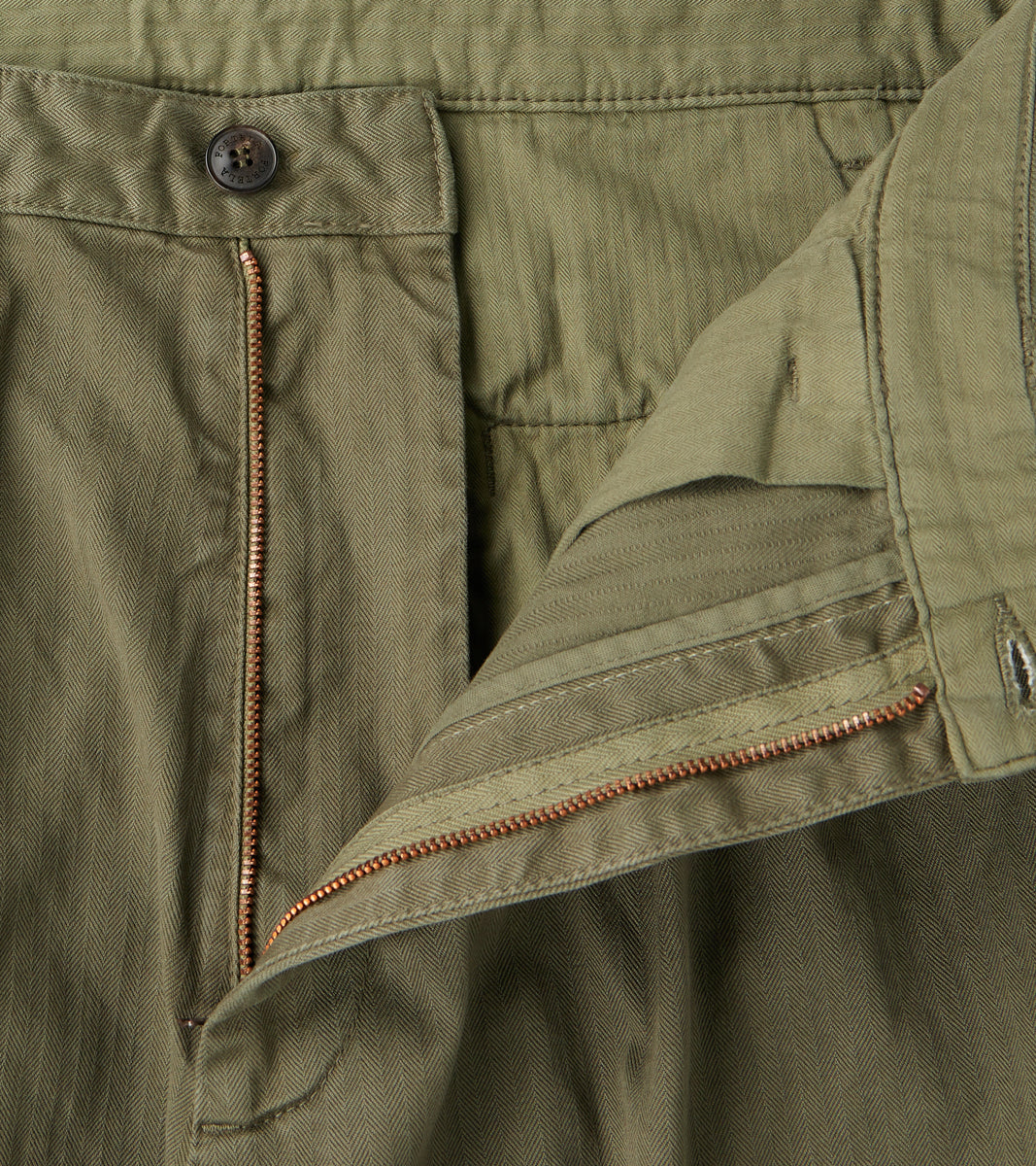 Seattle Pleated Trouser - Green Herringbone Twill