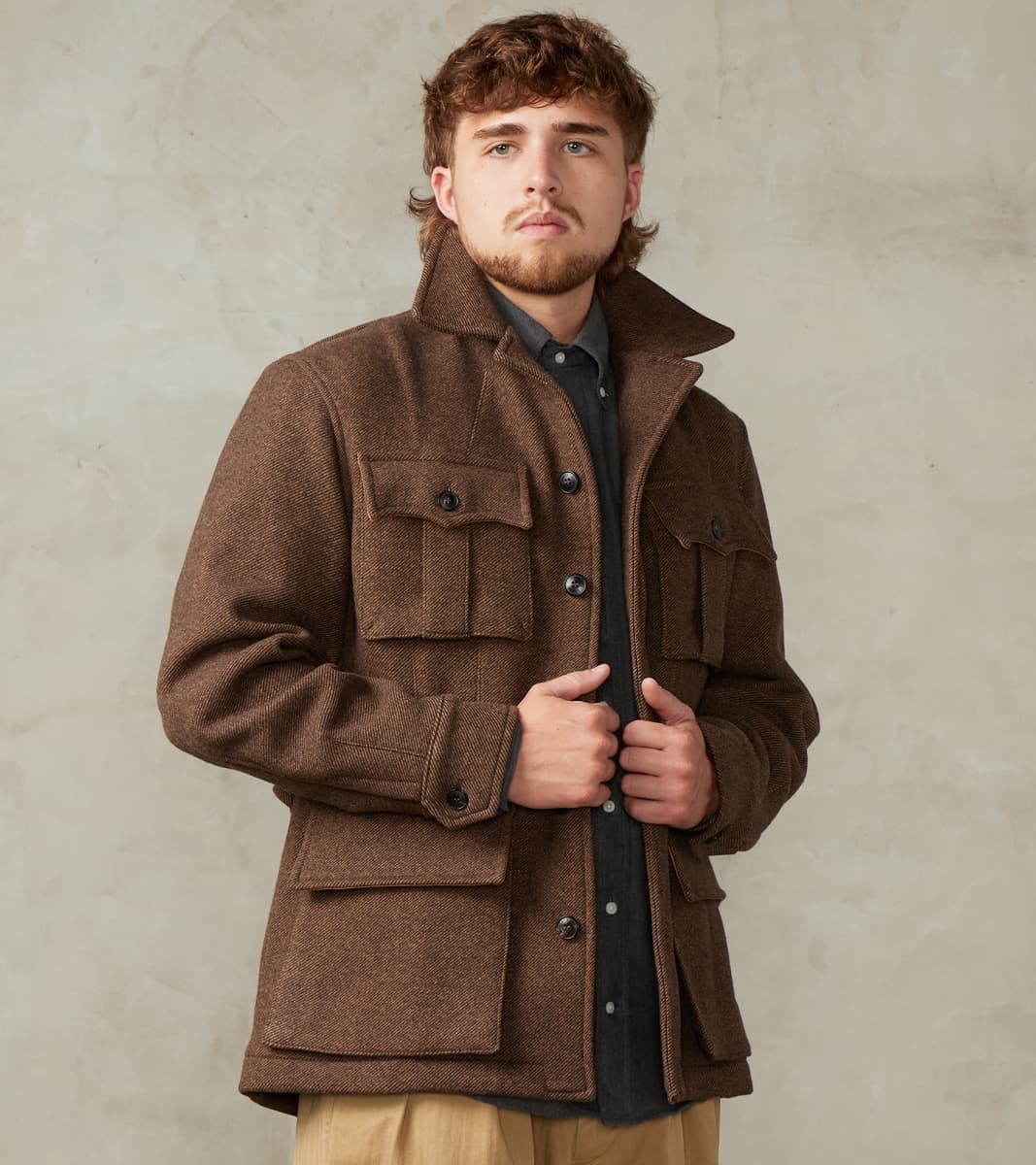 Fortela Saharan Jacket - Brown Wool Twill