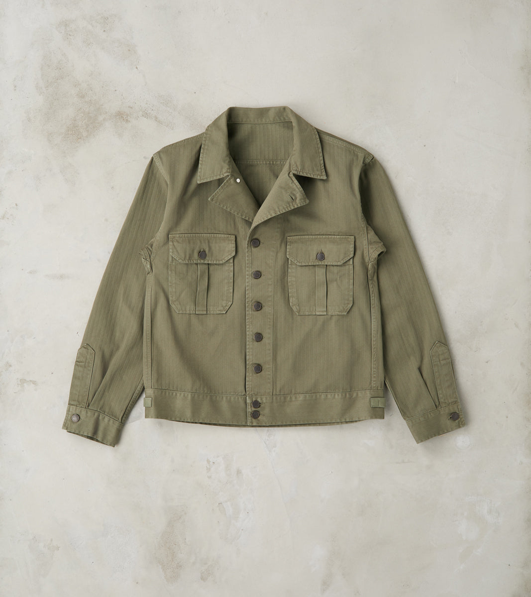 Fortela Army Jacket - Green Herringbone Twill