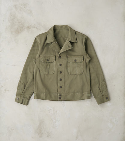 Fortela Army Jacket - Green Herringbone Twill