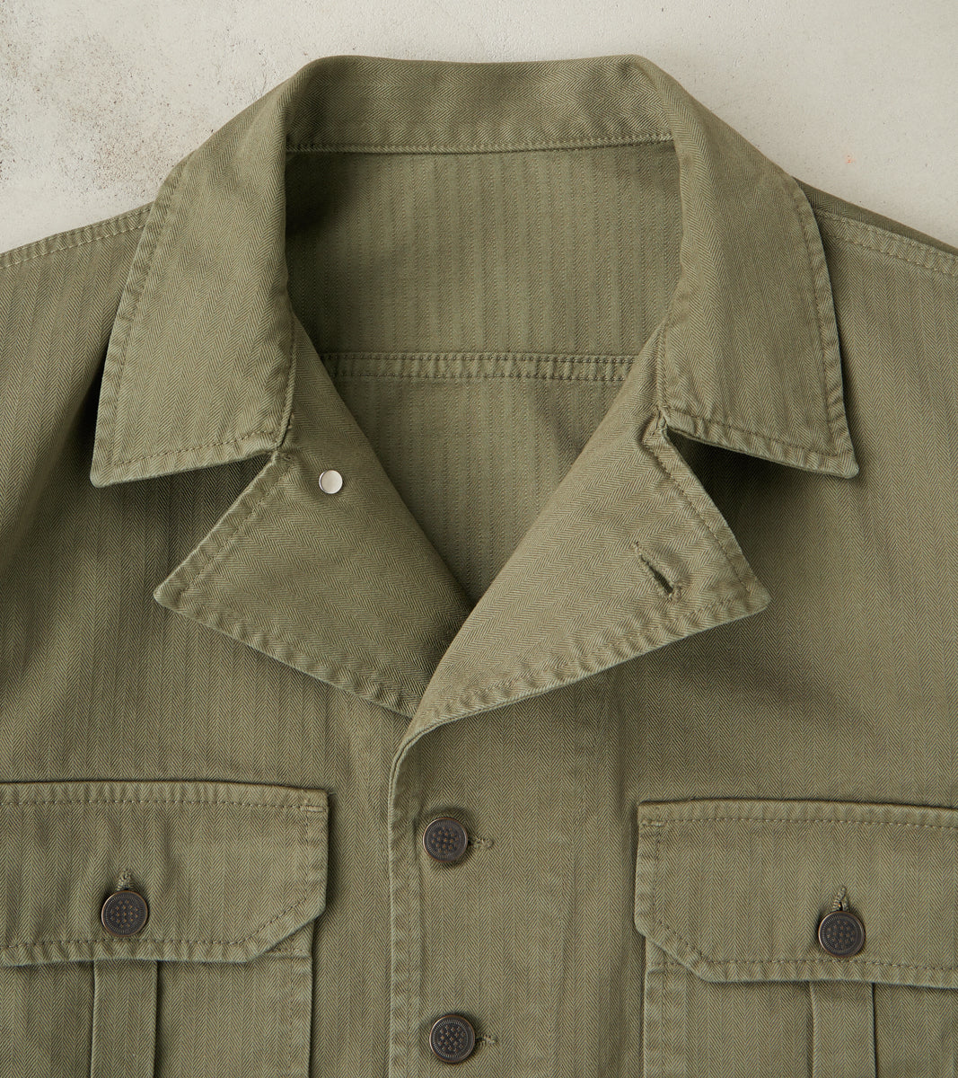 Army Jacket - Green Herringbone Twill