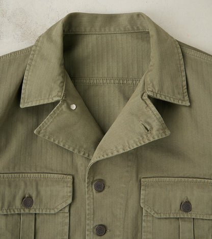 Army Jacket - Green Herringbone Twill