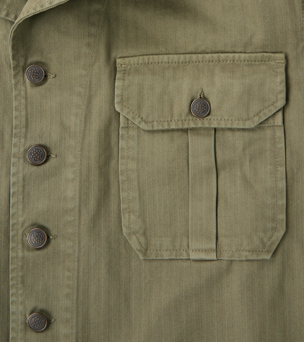 Army Jacket - Green Herringbone Twill