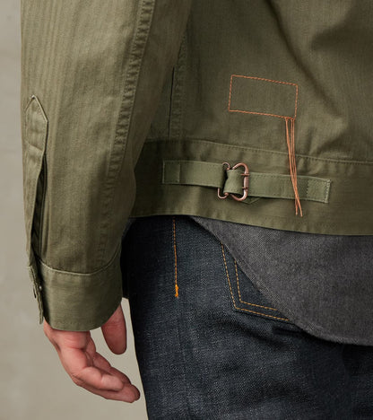 Army Jacket - Green Herringbone Twill