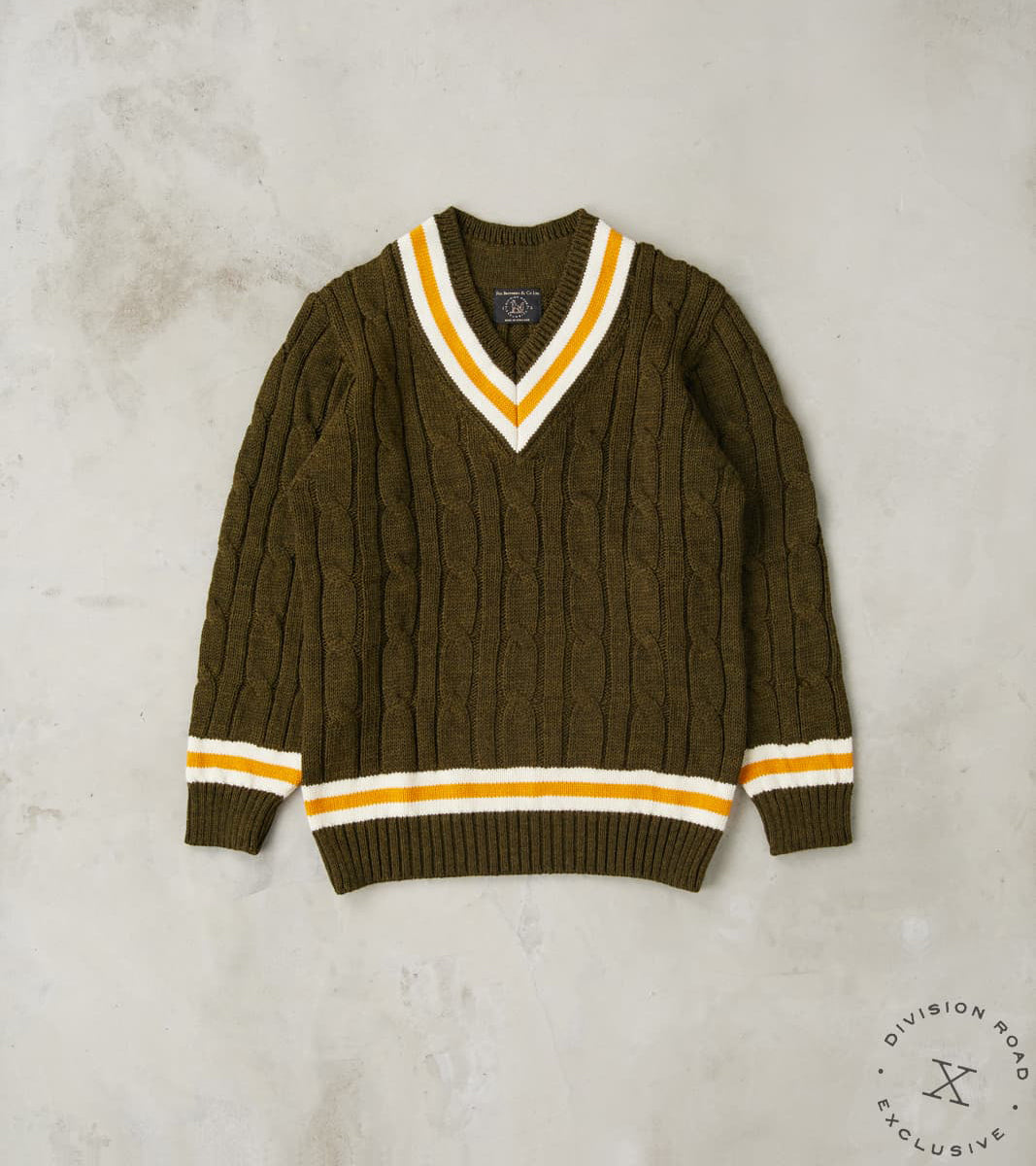 Fox Brothers® x Division Road Cricket Club Sweater - Cedar & Brass