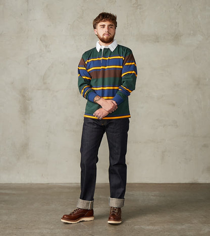 Fox x DR Heritage Rugby Shirt - Forest & Navy Stripe