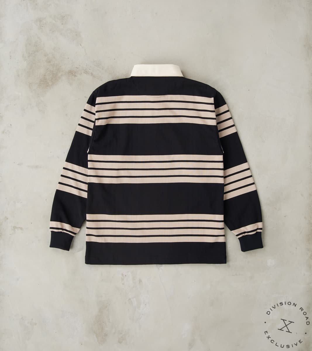 Fox Brothers® x Division Road Heritage Rugby Shirt - Black & Khaki