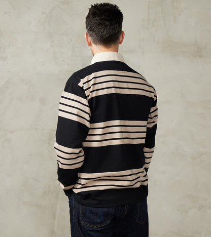 Fox x DR Heritage Rugby Shirt - Black & Khaki Stripe