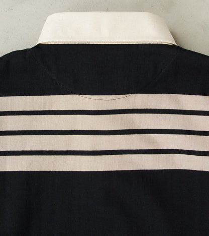 Fox x DR Heritage Rugby Shirt - Black & Khaki Stripe