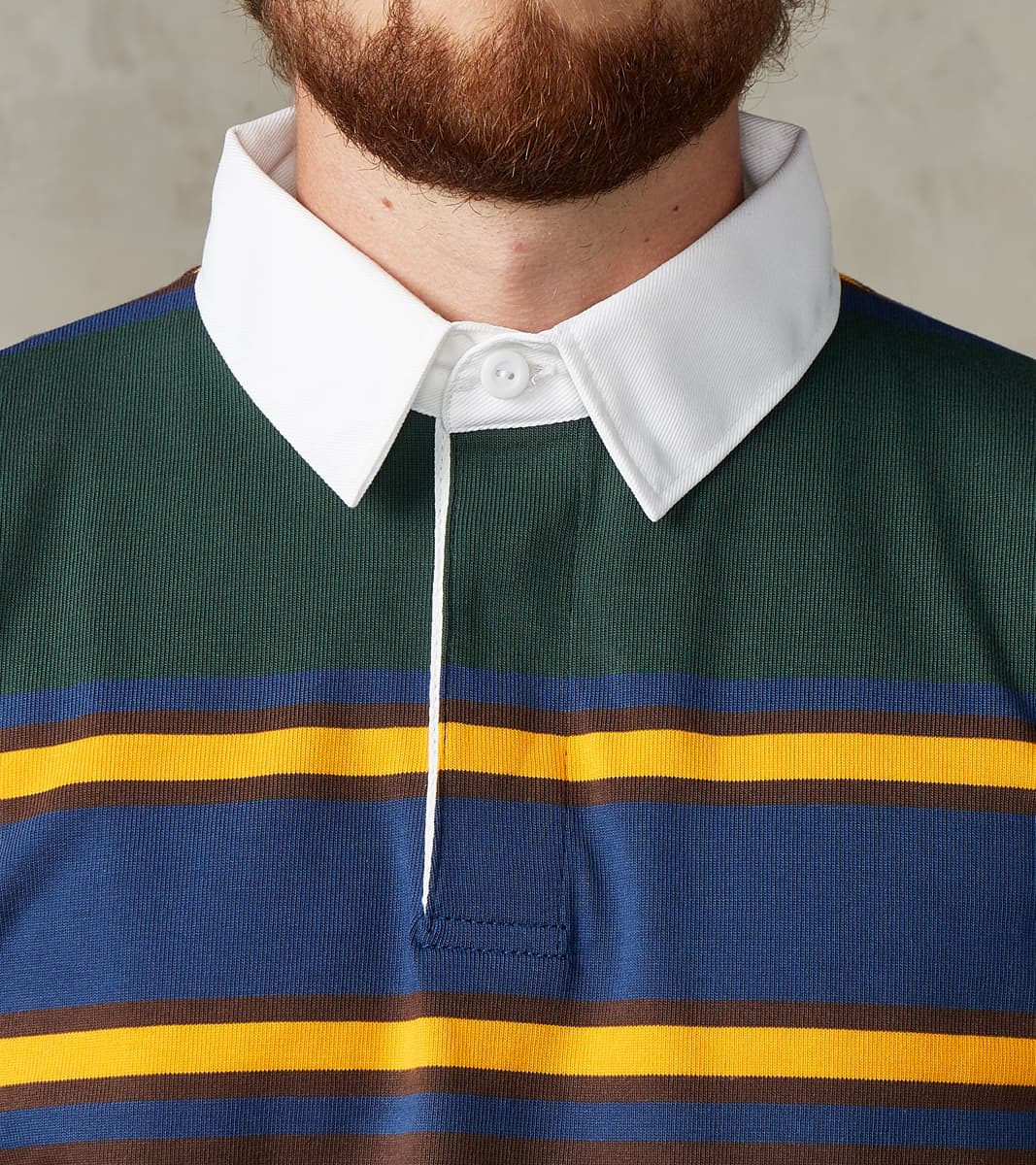 Fox Brothers® x Division Road Heritage Rugby Shirt - Forest & Navy