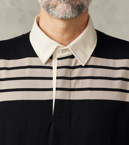 Fox x DR Heritage Rugby Shirt - Black & Khaki Stripe