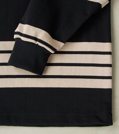 Fox x DR Heritage Rugby Shirt - Black & Khaki Stripe