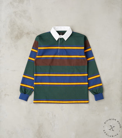 Fox Brothers® x Division Road Heritage Rugby Shirt - Forest & Navy Str…