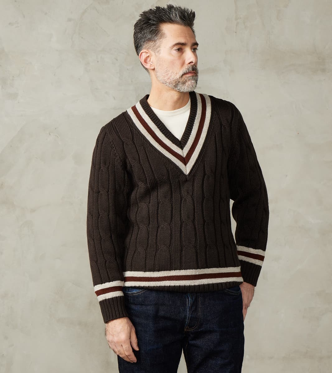 Fox Brothers® x Division Road Cricket Club Sweater - Charcoal & Iron