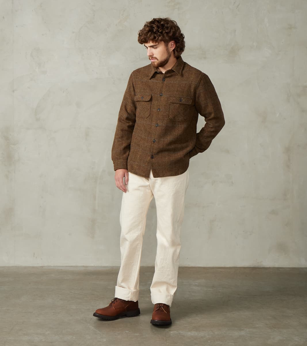 Benson - Abraham Moon® Shetland Estate Tweed - Olive Check