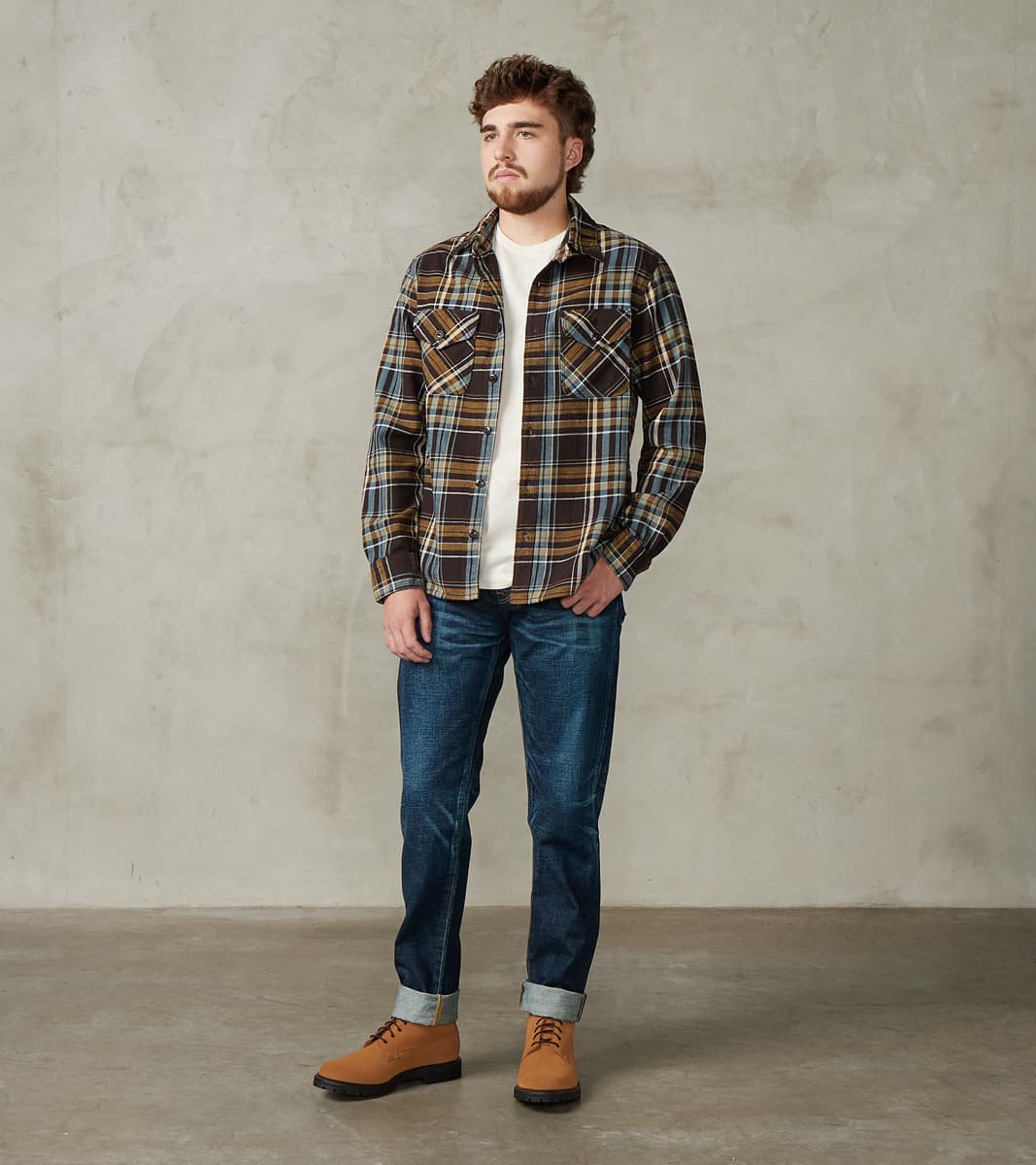 Wells - Japanese Flannel - Bark Plaid