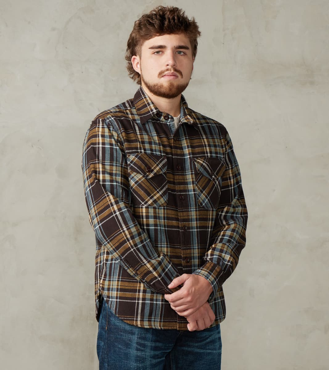 Freenote Cloth Wells - Japanese Flannel - Bark Plaid – Division