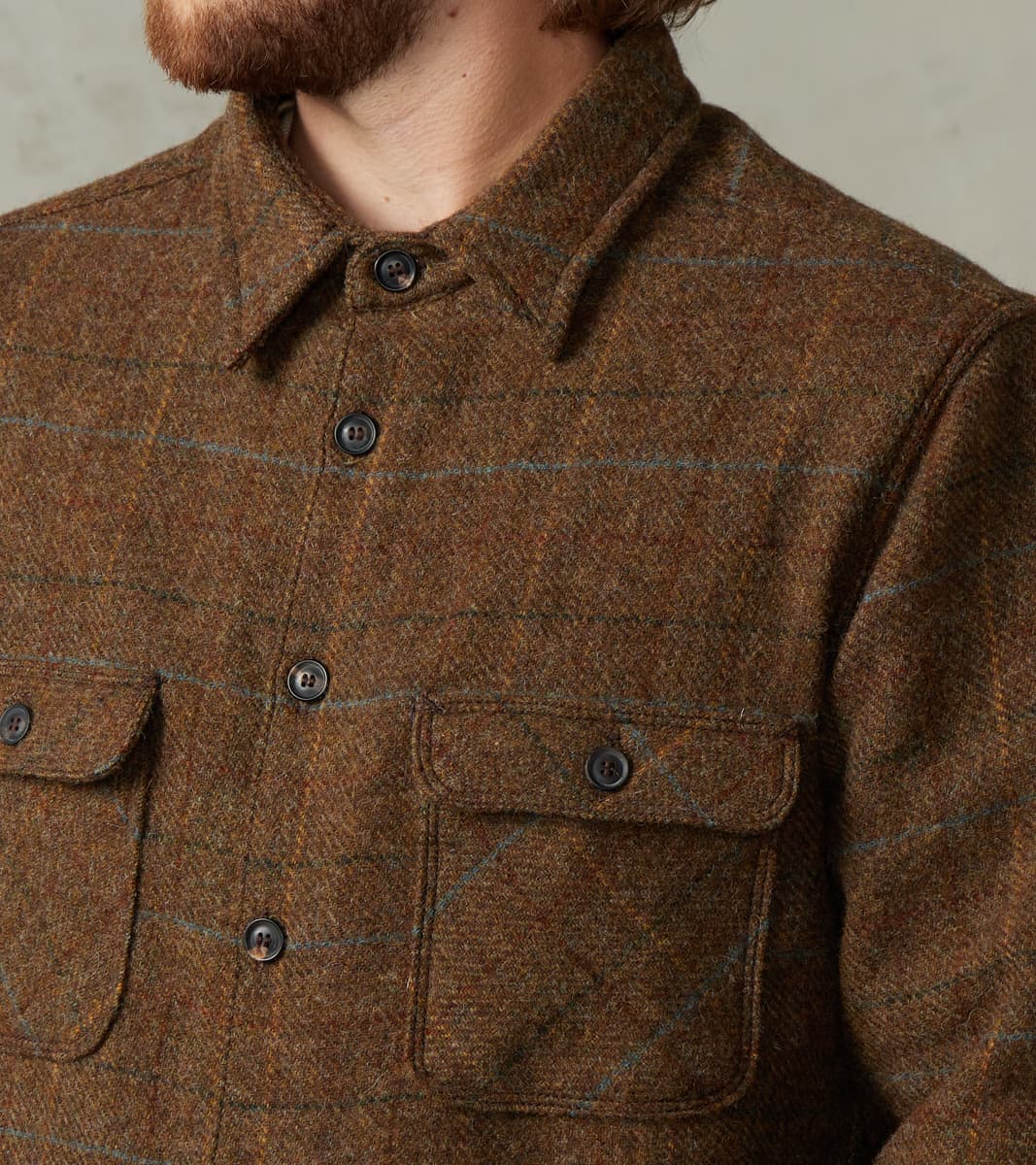 Benson - Abraham Moon® Shetland Estate Tweed - Olive Check