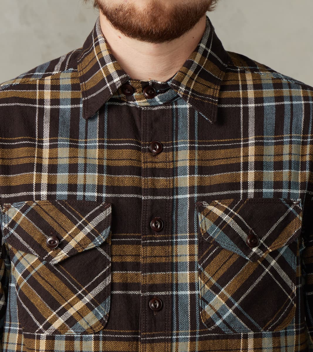 Wells - Japanese Flannel - Bark Plaid